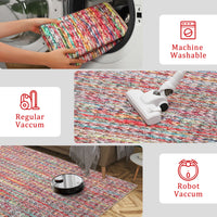 Garvee Modern Multicolor Oval 3x5 Area Rug Braided Print Floor Cover with Non-Slip Backing, Contemporary Indoor Carpet, Foldable Low Pile Accent Rug for Bedroom, Living Room