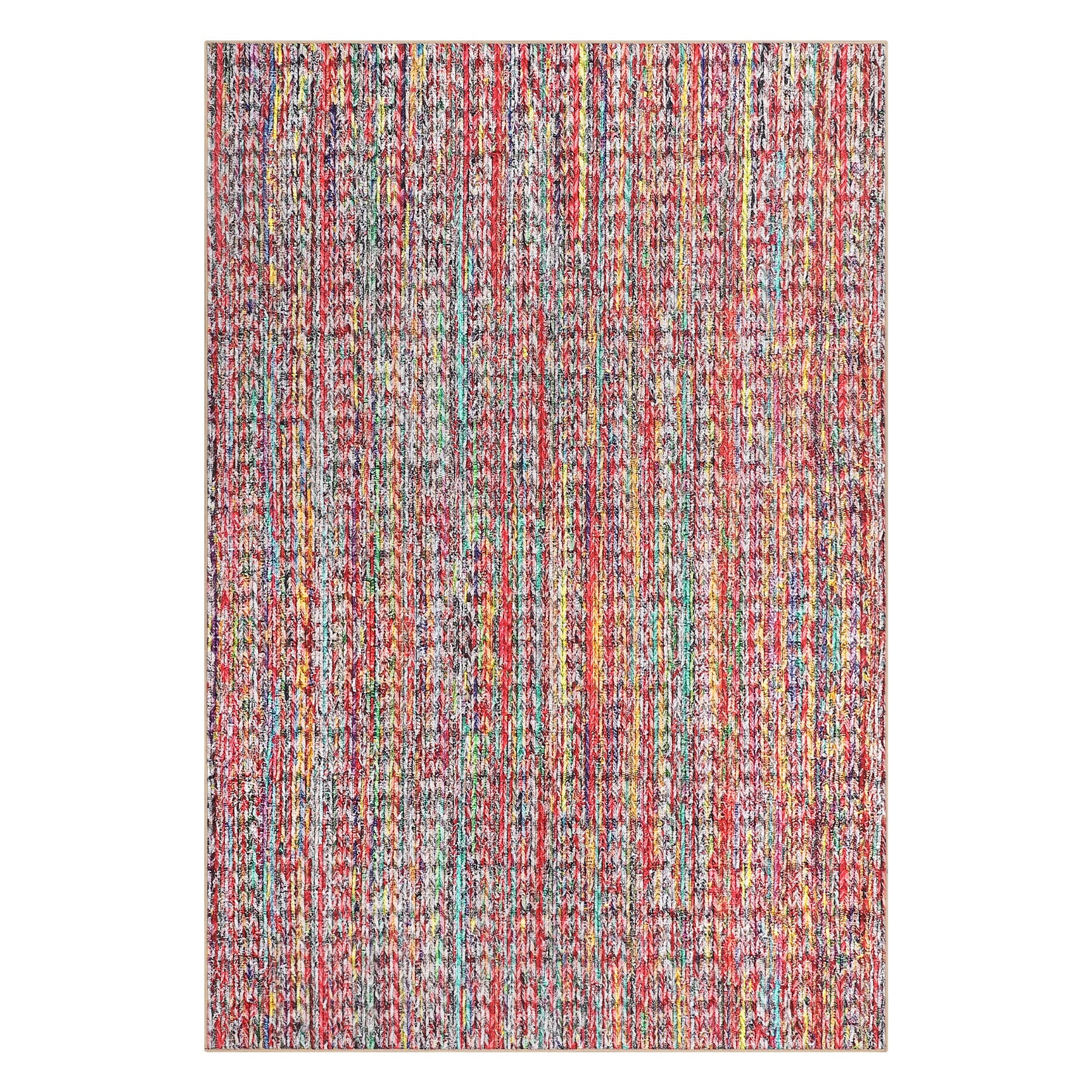 Garvee Modern Multicolor 8x10 Living Room Rug Large Braided Print Area Rug with Non-Slip Backing, Contemporary Indoor Carpet, Foldable Low Pile Floor Cover for Dining Room, Bedroom