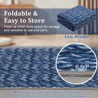 Garvee Modern Blue 10x13 Area Rug Braided Print Accent Carpet with Non-Slip Backing, Washable Contemporary Floor Cover, Foldable Low Pile Indoor Carpet for Bedroom, Living Room