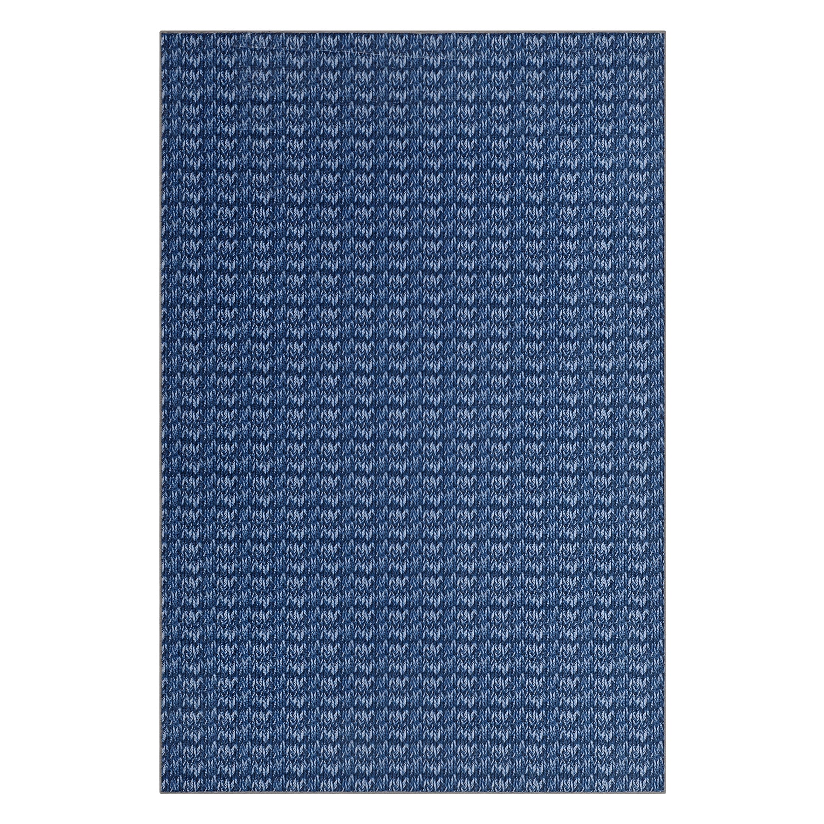 Garvee Modern Blue 5x7 Area Rug Braided Print Floor Cover with Non-Slip Backing, Washable Contemporary Indoor Carpet, Foldable Low Pile Throw Rug for Bedroom, Living Room