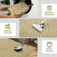 Garvee Modern Camel Oval 3x5 Area Rug Braided Print Floor Cover with Non-Slip Backing, Contemporary Indoor Carpet, Foldable Low Pile Accent Rug for Bedroom, Living Room