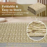 Garvee Modern Camel 5x7 Area Rug Braided Print Floor Cover with Non-Slip Backing, Washable Contemporary Indoor Carpet, Foldable Low Pile Throw Rug for Bedroom, Living Room