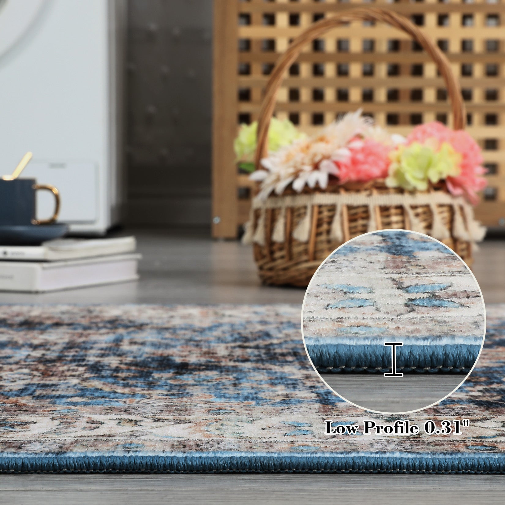 Garvee Oriental Vintage Floral Non Slip Area Rug for Living Room Bedroom, Soft and Foldable, Perfect for Home Nursery Office