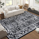 Garvee 9x12 Area Rug for Living Room Washable, Soft Leopard Patchwork Print Large Bedroom Rugs Low Pile Non-Slip Area Rugs Carpet for Dining Room, Grey - Black Gray