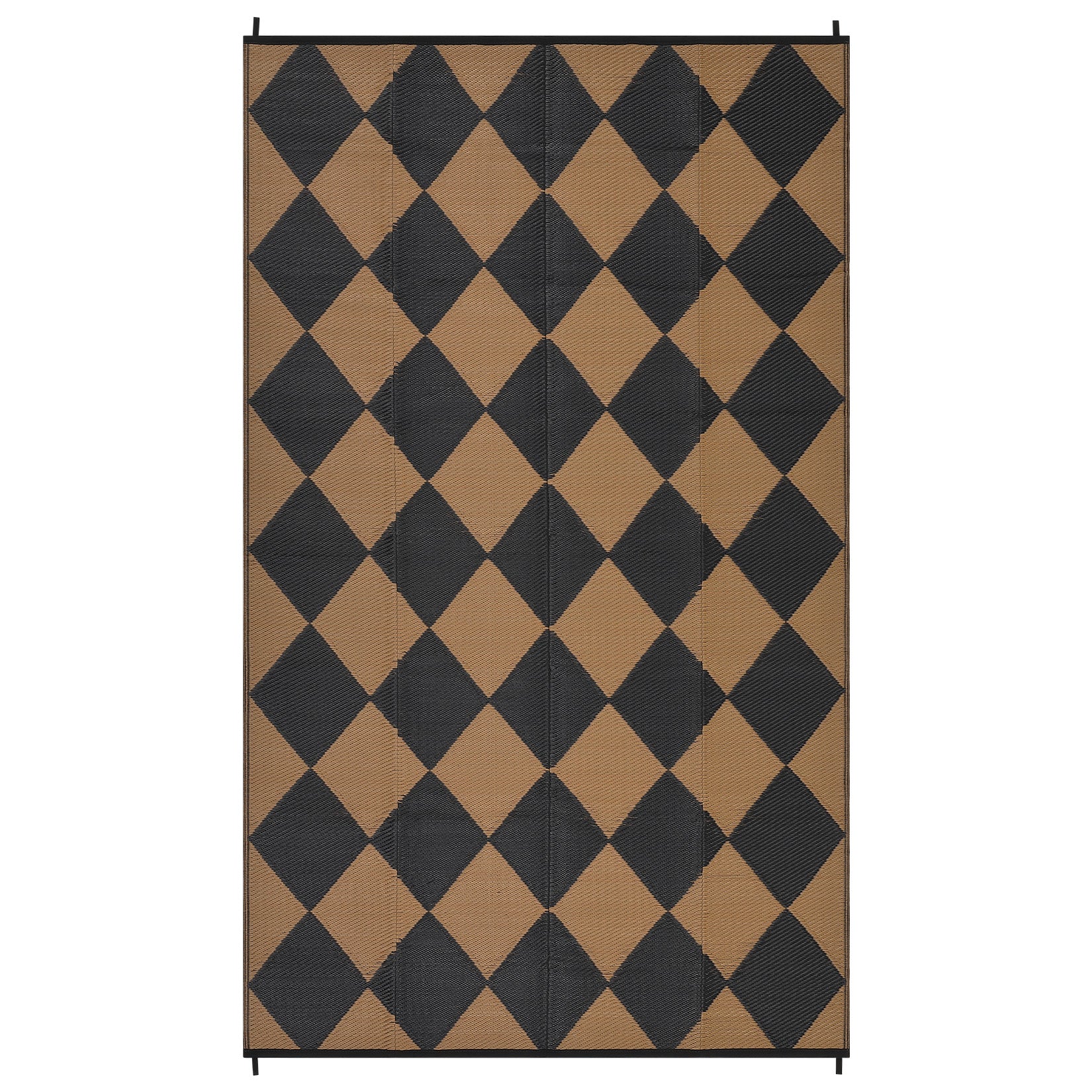 Garvee Outdoor Black & Brown 9x18 Rug Waterproof Reversible Outdoor Plastic Straw Rug with 4 Stakes & Portable Bag Boho Patio Rugs Carpet RV Mat Outside for Patio Camp Balcony Deck Picnic