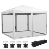 Garvee 10x10 Canopy Tent – Heavy Duty Pop Up, Waterproof, Mosquito Netting, Wheeled Bag, Outdoor Sun Shade for Parties, Camping, White - White