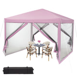 Garvee 10' X 10' Canopy Tent, Heavy Duty Pop Up Canopy with Mosquito Netting, Waterproof Easy Up Screen Shelter with Wheeled Bag, Outdoor Instant Sun Shade for Parties, Camping, Events, Pink - Pink
