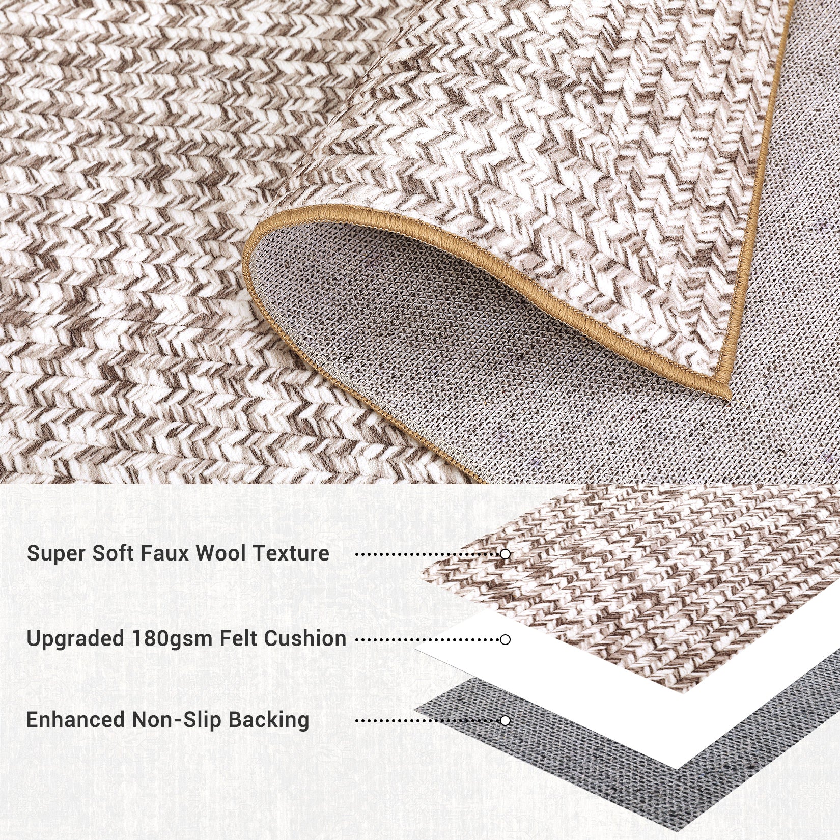 Garvee Washable Runner Rug 2x10 Hallway Runners Braided Distressed Entryway Carpet Beige