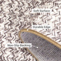 Garvee Printed Braided Beige 3x5 Washable Area Rug Ultra-Thin Low Pile Non Slip Backing Stain Resistant Living Room Bedroom Kids Room