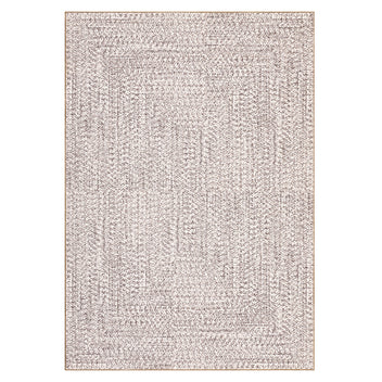 Garvee Beige 10x13 Washable Rug Non Slip Non Shedding Braided Printed (Non-Woven) Floor Mat Non-Slip Low Pile Large Rug Non Shedding Bordered Carpet for Bedroom Kids Playroom