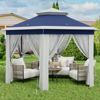Garvee 13'x13' Pop Up Screen Tent with Mosquito Netting for Outdoor Patio Pavilion Hexagonal Sun Shelter Blue