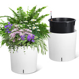 Garvee Tall Round Planter Set of 2, 20" Large Flower Pot Outdoor, Planters for Indoor Plants with Built-in Drainage and a Water Level Monitor and Wheels for Patio, Porch, Living Room, or Home Office,White - White