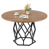 Garvee Round Dining Table for 4-6 People, 47 Inch Farmhouse Kitchen Table, Modern Circle Dinner Table with Sturdy Iron Base, Industrial Wood Dinning Room Table for Kitchen, Brown - Brown