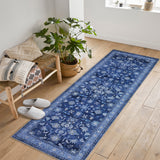 Garvee 2'x6' Runner Rug Non Skid Washable Ultra-Thin Vintage Long Carpet for Kitchen Bathroom Bedroom Entryway Office Blue - Blue