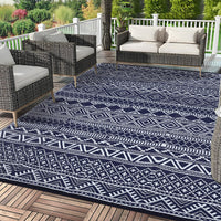 Garvee Outdoor Navy Blue & White 6x9 Reversible Rug, Modern Bohemian Style, Weatherproof, Durable PP Plastic, Easy to Clean, Portable, Perfect for Patio, Deck, Backyard