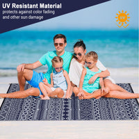 Garvee Outdoor Navy Blue & White 6x9 Reversible Rug, Modern Bohemian Style, Weatherproof, Durable PP Plastic, Easy to Clean, Portable, Perfect for Patio, Deck, Backyard
