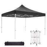 Garvee 10' X 10' Patio Pop Up Canopy Tent, Commercial Instant Canopy with Roller Bag and PU Coating Waterproof Fabric, All Season Heavy Duty Sun Shelter for Events, Parties, Camping, Black - Black