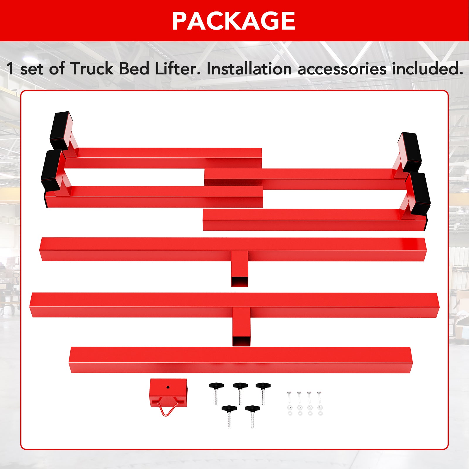 Garvee Adjustable Truck Box Bed Lift Up to 6 Ft, 800LB Capacity Heavy Duty Steel Powder Coated for Pickup Trucks, Durable Black Finish