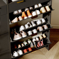 Garvee Shoe Cabinet with 3 Flip Drawers, Modern Entryway Shoe Storage Organizer for Entryway, Hallway, Living Room, Black