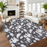Garvee 6x9 Fluffy Grey Rugs for Bedroom Shaggy Fuzzy Bedroom Rug Carpet Modern Cowprint Soft Rug for Kids Room Thick Plush Area Rugs for Living Room Nursery Girls Boys Room - Dark Gray