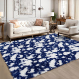 Garvee 6x9 Fluffy Blue Rugs for Bedroom Shaggy Fuzzy Bedroom Rug Carpet Modern Cowprint Soft Rug for Kids Room Thick Plush Area Rugs for Living Room Nursery Girls Boys Room - Blue