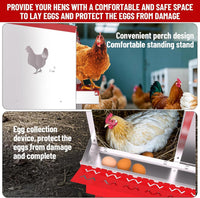 Garvee Metal Chicken Nesting Box with 10 Compartments, Heavy-Duty Galvanized Steel, Egg Roll-Away System, Ventilated Design, Wall-Mountable, Red, for Poultry Coops