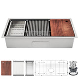 Garvee 33 Inch Undermount Kitchen Sink, Commercial Single Bowl Kitchen Sink with Accessories, Stainless Steel Utility Sink Basin, Ideal for Laundry Room,33"x19"x10"