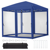 Garvee 8'x8' Instant Pop-Up Canopy Tent with Removable Mosquito Netting & 2 Zipper Doors, Portable Outdoor Shelter for Camping, Backyard, Picnic - Includes Wheeled Carry Bag (Blue) - Blue