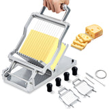 Garvee Commercial Cheese Slicer, 1cm/2cm Stainless Steel Wire Cheese Cutter, Block Cheese Cutter Butter Cutting Board Machine for Home Kitchen Restaurant, Silver