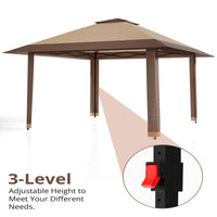 Garvee 13×13 ft Pop-Up Canopy Tent, Instant Outdoor Gazebo with Mosquito Netting, 3-Height Adjustable Steel Frame & Carry Bag for Backyard, Patio, Camping and Parties, Khaki
