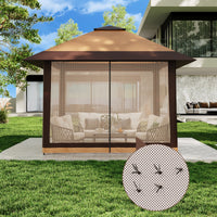 Garvee 13×13 ft Pop-Up Canopy Tent, Instant Outdoor Gazebo with Mosquito Netting, 3-Height Adjustable Steel Frame & Carry Bag for Backyard, Patio, Camping and Parties, Khaki