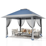 Garvee 13' x 13' Outdoor Tent, Double Roof Patio Gazebo Quick Setup Instant Canopy Tent Instant Canopy Gazebo Shelter, Blue & Grey - Blue