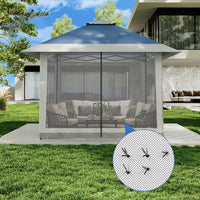 Garvee 13' x 13' Outdoor Tent, Double Roof Patio Gazebo Quick Setup Instant Canopy Tent Instant Canopy Gazebo Shelter, Blue & Grey