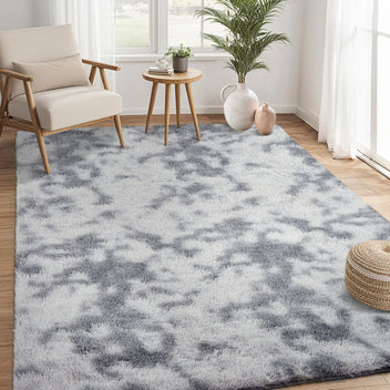 Garvee Fluffy & Sheepskin Light Grey 9x12 Thick Fuzzy Area Rug, Non-Slip Non-Shedding for Playroom Bedroom Nursery Kids Room