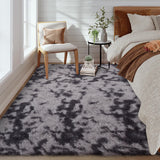 Garvee Fluffy & Sheepskin Deep Grey Tie-Dye 63"×79" Area Rugs Shaggy Rug for Bedroom Fuzzy Rug Living Room Rugs Non-Slip Rug for Living Room Bedroom Dining Room Office Plush Rug - Dark Gray