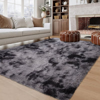 Garvee Fluffy & Sheepskin Deep Grey Tie-Dye 63"×79" Area Rugs Shaggy Rug for Bedroom Fuzzy Rug Living Room Rugs Non-Slip Rug for Living Room Bedroom Dining Room Office Plush Rug