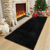 Garvee Fluffy & Sheepskin Pure Black 2x8 Fuzzy Plush Rug, Soft Carpet for Living Room Bedroom Dining Decor