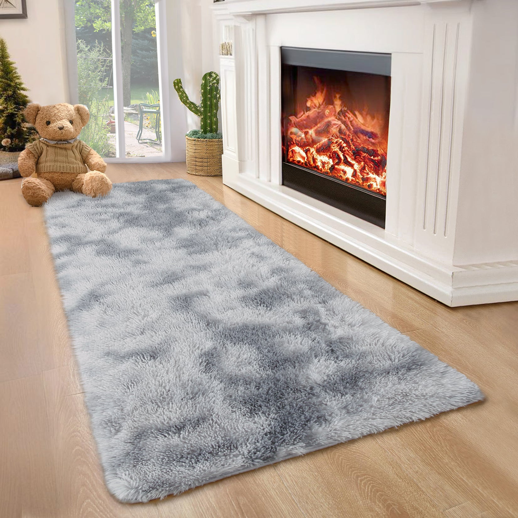 Garvee Fluffy & Sheepskin Light Grey 2x8 Area Rug for Living Room Plush Shag Rugs for Bedroom Nursery Room Soft Shaggy Rug Anti-Slip Kids Playroom Fuzzy Rugs for Dining Room Decor Floor Carpet