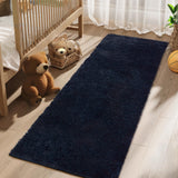 Garvee Fluffy & Sheepskin Pure Navy Blue 2x6 Faux Fur Rug, Non-Shedding Anti-Slip Plush for Kids Playroom Classroom Dining - Pure Navy Blue