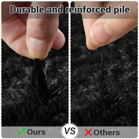 Garvee Fluffy & Sheepskin Pure Black 2x8 Fuzzy Plush Rug, Soft Carpet for Living Room Bedroom Dining Decor