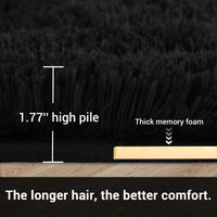 Garvee Fluffy & Sheepskin Pure Black 2x8 Fuzzy Plush Rug, Soft Carpet for Living Room Bedroom Dining Decor