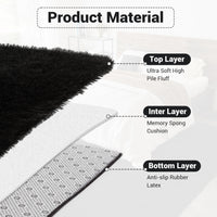 Garvee Fluffy & Sheepskin Pure Black 2x8 Fuzzy Plush Rug, Soft Carpet for Living Room Bedroom Dining Decor