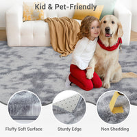 Garvee Fluffy & Sheepskin Light Grey 9x12 Thick Fuzzy Area Rug, Non-Slip Non-Shedding for Playroom Bedroom Nursery Kids Room