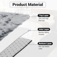 Garvee Fluffy & Sheepskin Light Grey 2.6x4.9 Area Rug for Bedroom Plush Rug Non-Slip Carpet Shaggy Rug for Living Room Bedroom Dining Room Kitchen Office Nursery Bedroom Decor,Grey