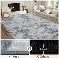 Garvee Fluffy & Sheepskin Light Grey 9x12 Thick Fuzzy Area Rug, Non-Slip Non-Shedding for Playroom Bedroom Nursery Kids Room