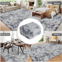 Garvee Fluffy & Sheepskin Light Grey 2.6x4.9 Area Rug for Bedroom Plush Rug Non-Slip Carpet Shaggy Rug for Living Room Bedroom Dining Room Kitchen Office Nursery Bedroom Decor,Grey