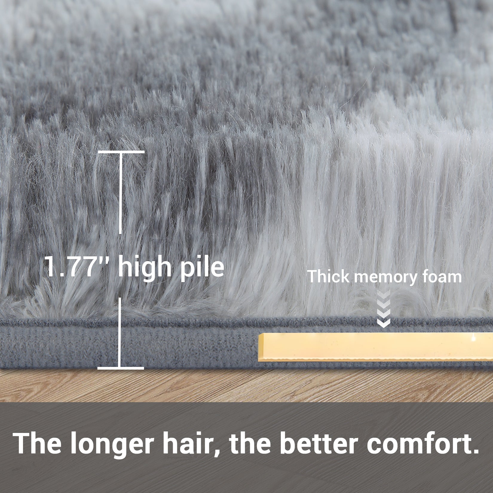 Garvee Fluffy & Sheepskin Light Grey 2x8 Area Rug for Living Room Plush Shag Rugs for Bedroom Nursery Room Soft Shaggy Rug Anti-Slip Kids Playroom Fuzzy Rugs for Dining Room Decor Floor Carpet