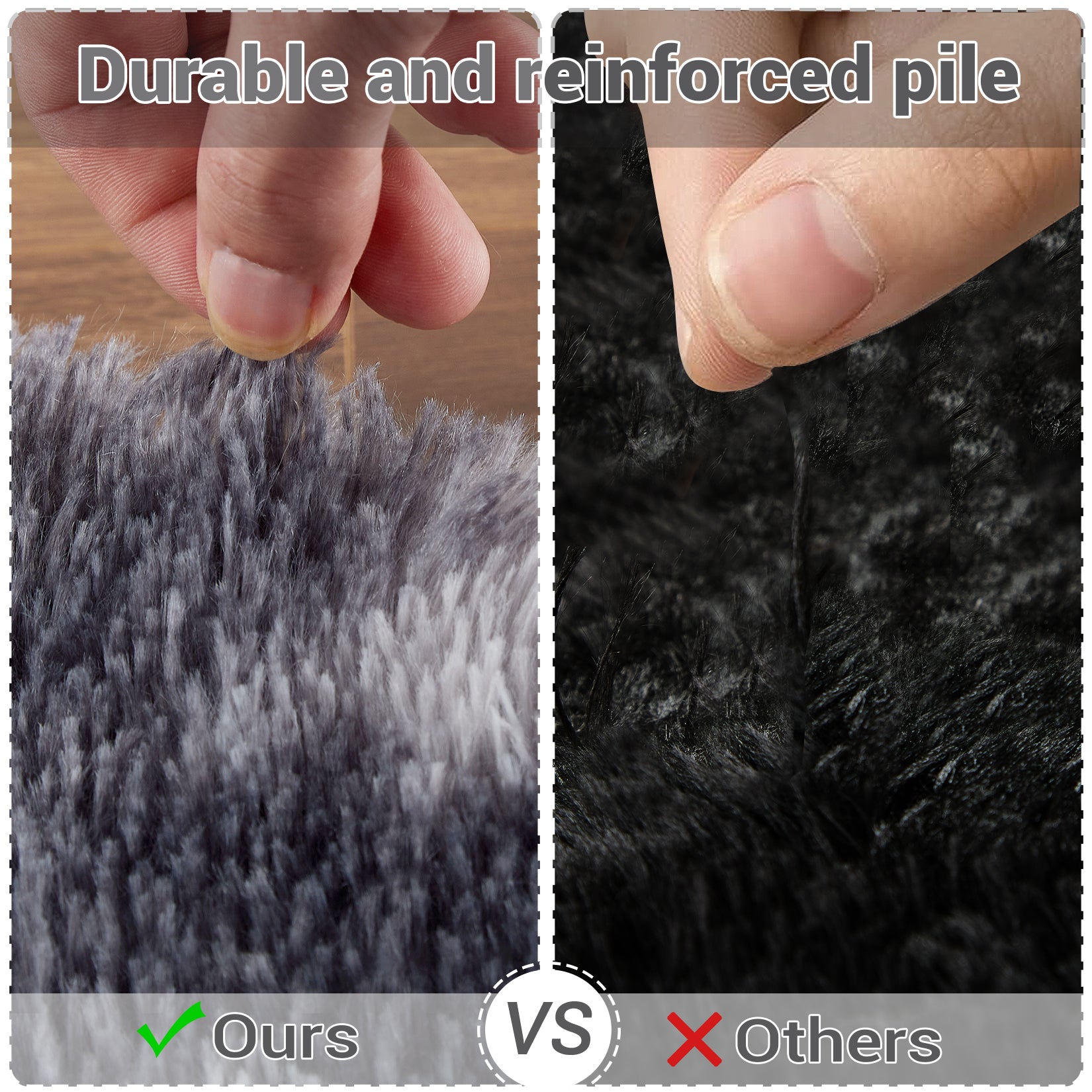 Garvee Fluffy & Sheepskin Deep Grey Tie-Dye 2x6 Shag Rug, Plush Small Furry Non-Slip Modern Accent for Bedroom Living Room Indoor