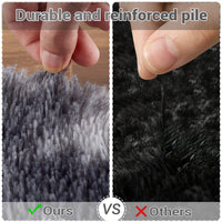Garvee Fluffy & Sheepskin Deep Grey Tie-Dye 2x6 Shag Rug, Plush Small Furry Non-Slip Modern Accent for Bedroom Living Room Indoor