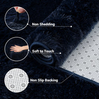 Garvee Fluffy & Sheepskin Pure Navy Blue 2x6 Faux Fur Rug, Non-Shedding Anti-Slip Plush for Kids Playroom Classroom Dining
